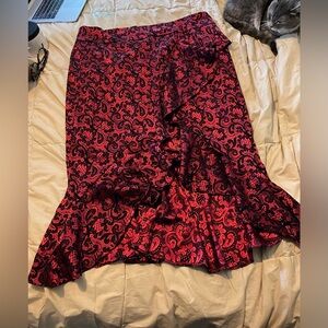 Elegant Red Paisley Skirt Plus